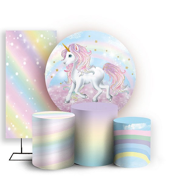 KIT Redondo Trio e Faixa - Unicornio - Sublimado 3D