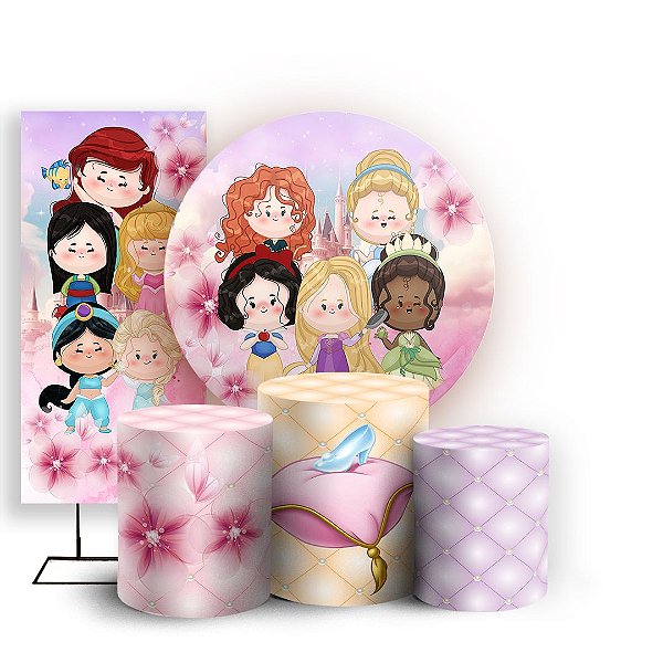 KIT Redondo Trio e Faixa - Princesas - Sublimado 3D