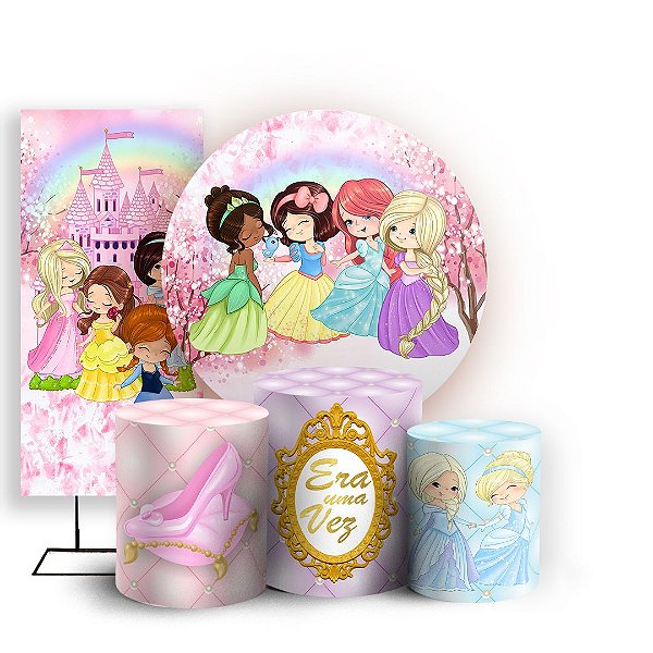 KIT Redondo Trio e Faixa - Princesas - Sublimado 3D