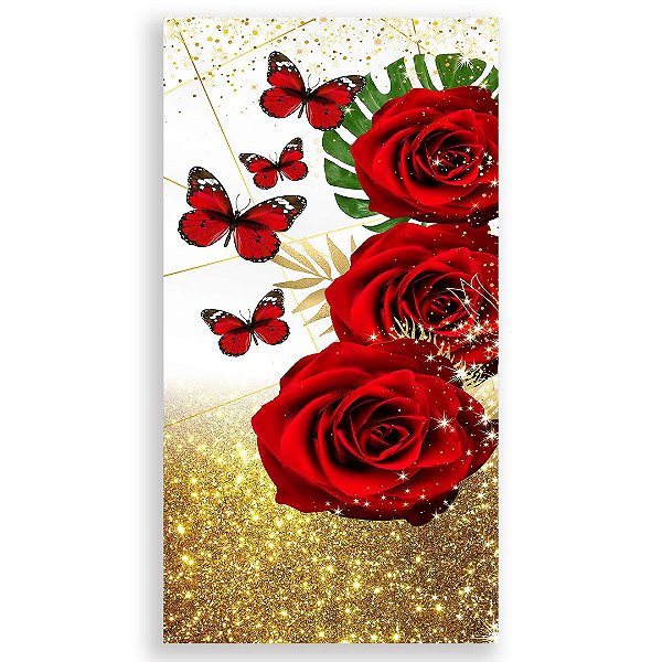 Faixa Lateral - Floral Borboleta Vermelha - Sublimado 3D