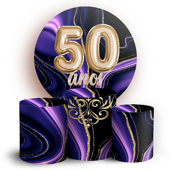 KIT Redondo e Trio - 50 Anos Idade - Sublimado 3D