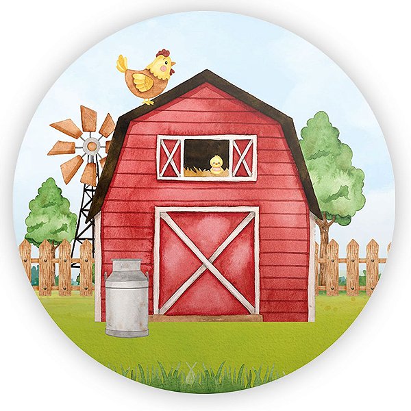 Painel Redondo - Fazendinha - Sublimado 3D
