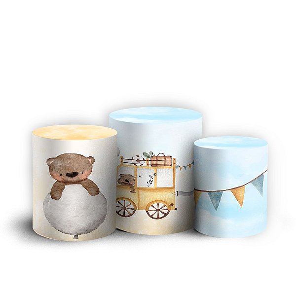 Trio Cilindro - Ursinhos - Sublimado 3D + Elástico