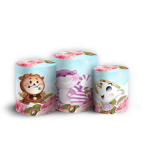 Trio Cilindro - Alice Pais das Maravilhas - Sublimado 3D + Elástico