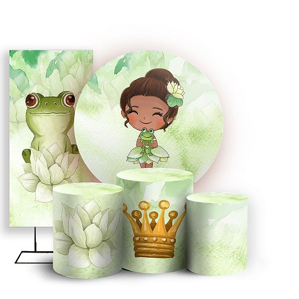 KIT Redondo Trio e Faixa - Tiana Princesa e o Sapo - Sublimado 3D