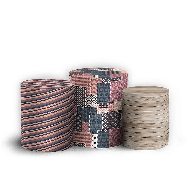 Trio Cilindro - Festa Junina - Sublimado 3D + Elástico