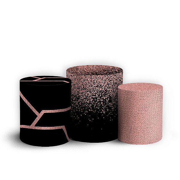 Trio Cilindro - Glitter Floral - Sublimado 3D + Elástico