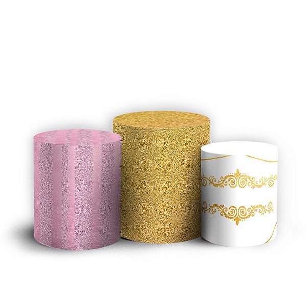 Trio Cilindro - Glitter Elefantinhos - Sublimado 3D + Elástico