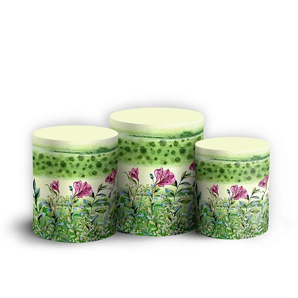 Trio Cilindro - Jardim - Sublimado 3D + Elástico