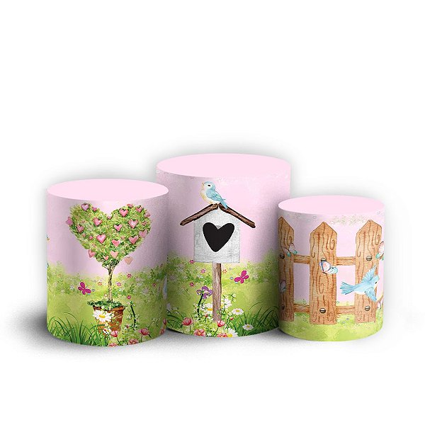 Trio Cilindro - Jardim - Sublimado 3D + Elástico