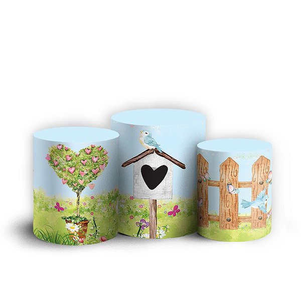 Trio Cilindro - Jardim - Sublimado 3D + Elástico