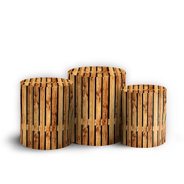Trio Cilindro - Madeira - Sublimado 3D + Elástico