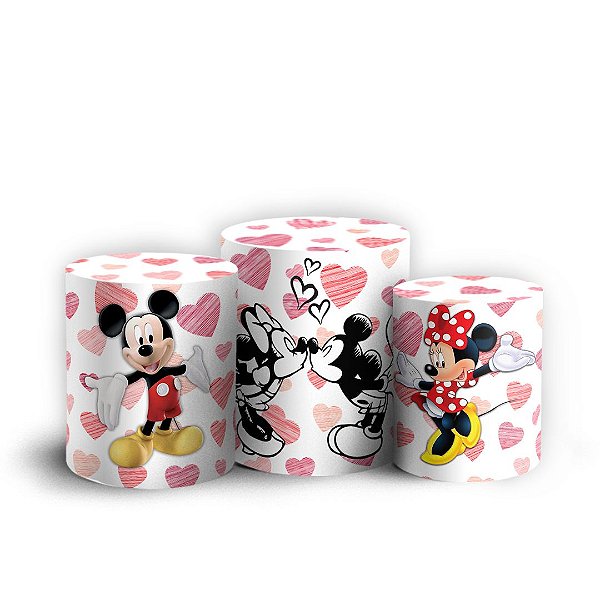 Trio Cilindro - Mickey e Minnie - Sublimado 3D + Elástico