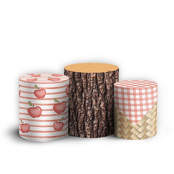 Trio Cilindro - Chapeuzinho Vermelho Aquarela - Sublimado 3D + Elástico