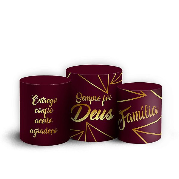 Trio Cilindro - Abstrato Marsala - Sublimado 3D + Elástico