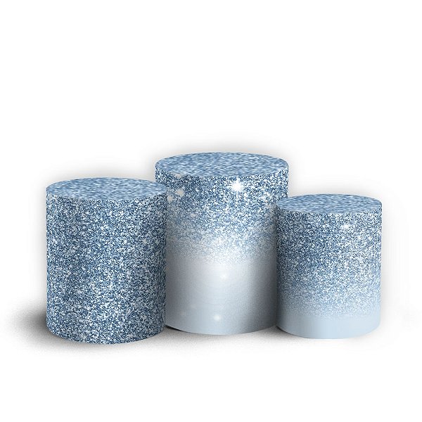 Trio Cilindro - Gliitter Azul Borboleta - Sublimado 3D + Elástico