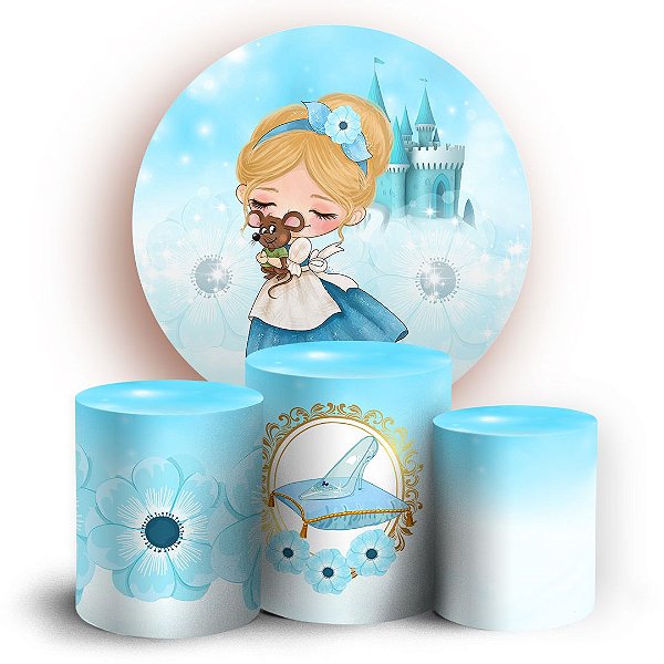 KIT Redondo e Trio - Cinderela Cute - Sublimado 3D