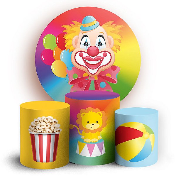 KIT Redondo e Trio - Circo Palhaço - Sublimado 3D