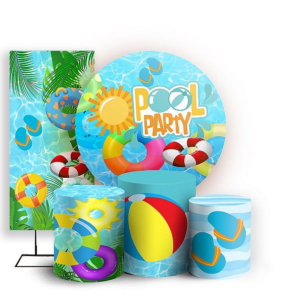 KIT Redondo Trio e Faixa - Pool Party - Sublimado 3D