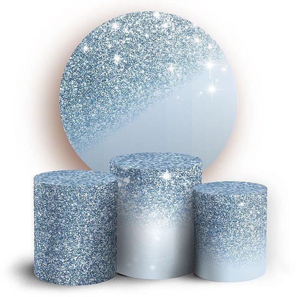 KIT Redondo e Trio - Gliitter Azul Borboleta - Sublimado 3D