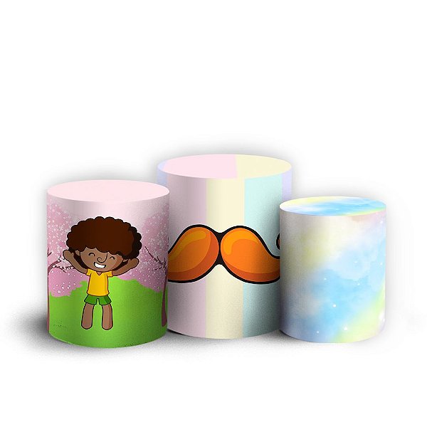 Trio Cilindro - Mundo Bita Rosa - Sublimado 3D + Elástico