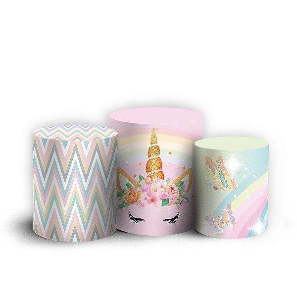 Trio Cilindro - Unicornio - Sublimado 3D + Elástico