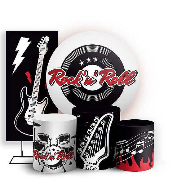 KIT Redondo Trio e Faixa - Rock'n Roll  - Sublimado 3D