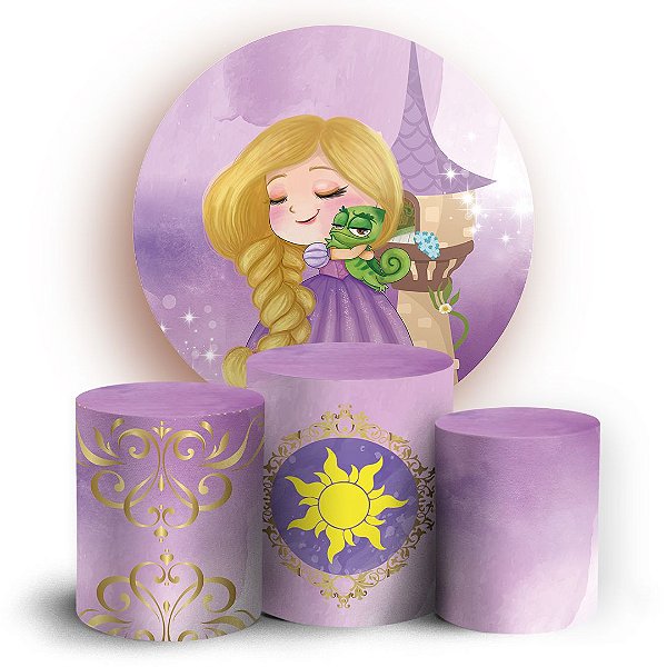 KIT Redondo e Trio - Rapunzel Cute - Sublimado 3D