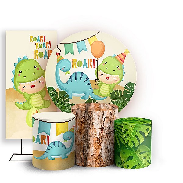 KIT Redondo Trio e Faixa - Dino Baby - Sublimado 3D