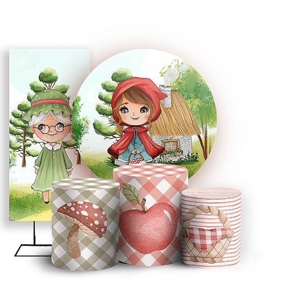 KIT Redondo Trio e Faixa - Chapeuzinho Vermelho - Sublimado 3D