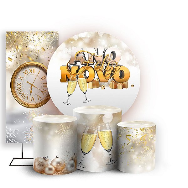 KIT Redondo Trio e Faixa - Natal Ano Novo - Sublimado 3D