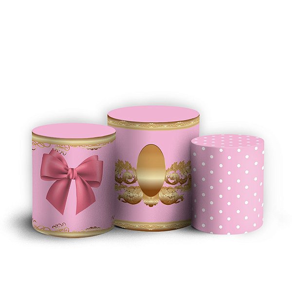 Trio Cilindro - Minnie Realeza Rosa - Sublimado 3D + Elástico