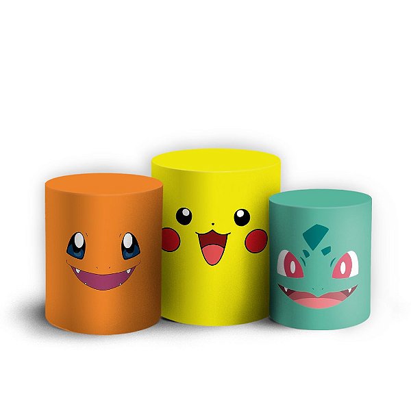 Trio Cilindro - Pokemon - Sublimado 3D + Elástico