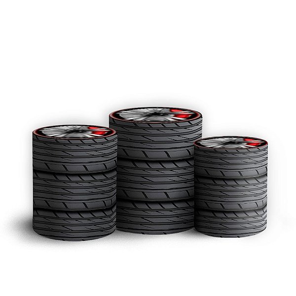 Trio Cilindro - Pneu - Sublimado 3D + Elástico