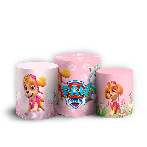 Trio Cilindro - Patrulha Canina Rosa - Sublimado 3D + Elástico