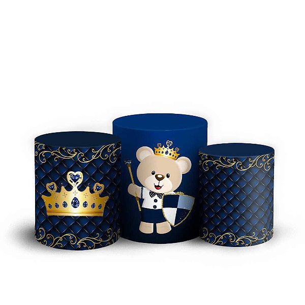 Trio Cilindro -  Ursinho Capitone Azul - Sublimado 3D + Elástico