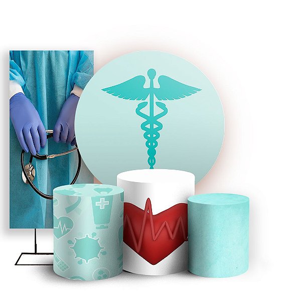 KIT Redondo Trio e Faixa - Medicina - Sublimado 3D