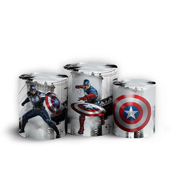 Trio Cilindro - Capitão America - Sublimado 3D + Elástico