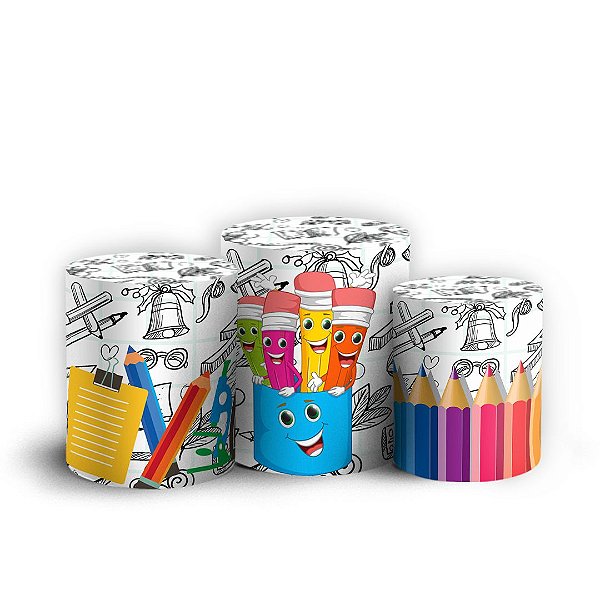 Trio Cilindro - Volta as Aulas - Sublimado 3D + Elástico