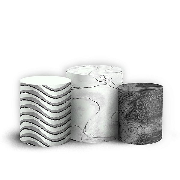 Trio Cilindro - Mámore Glitter - Sublimado 3D + Elástico