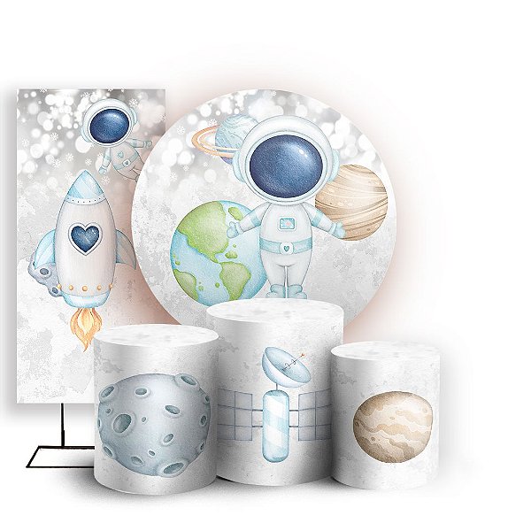 KIT Redondo Trio e Faixa - Astronauta - Sublimado 3D