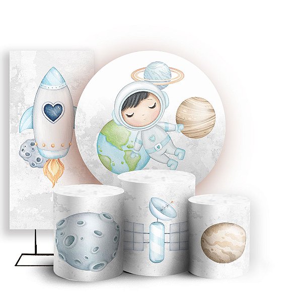 KIT Redondo Trio e Faixa - Astronauta - Sublimado 3D