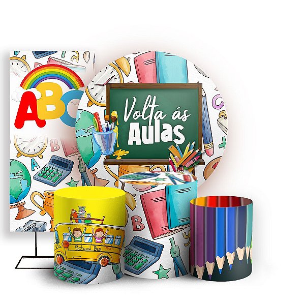 KIT Redondo Trio e Faixa - Volta as Aulas - Sublimado 3D