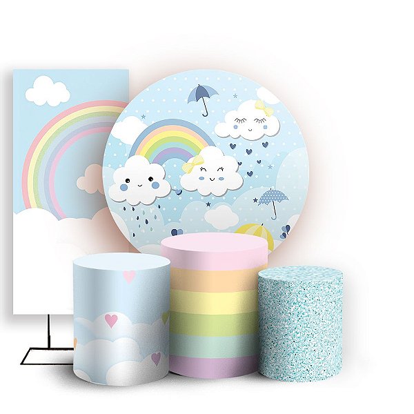 KIT Redondo Trio e Faixa - Chuva de Amor - Sublimado 3D