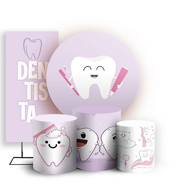 KIT Redondo Trio e Faixa - Dentista Rosa - Sublimado 3D