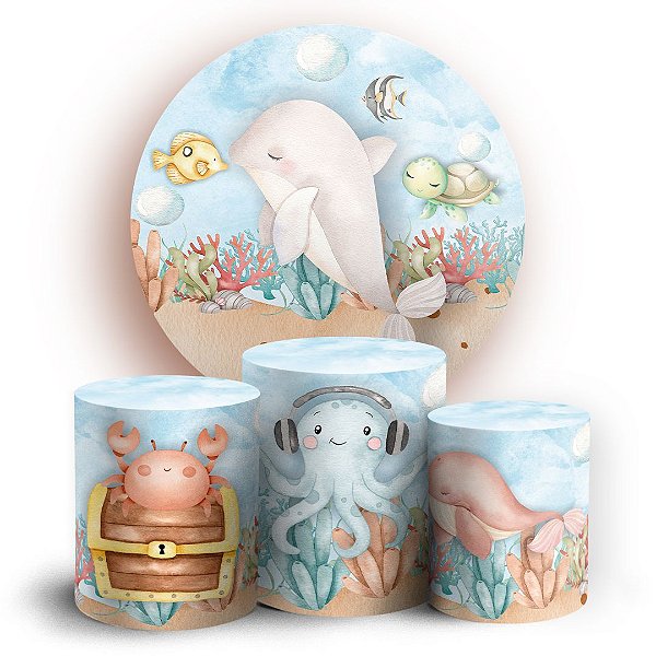 KIT Redondo e Trio - Fundo do Mar - Sublimado 3D