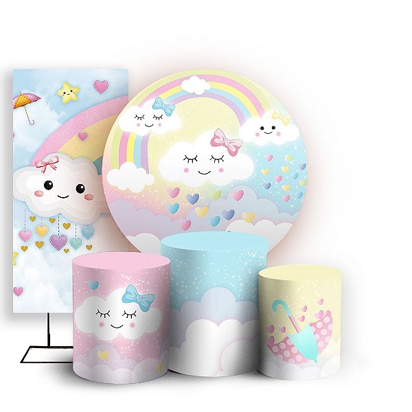 KIT Redondo Trio e Faixa - Chuva de Amor - Sublimado 3D