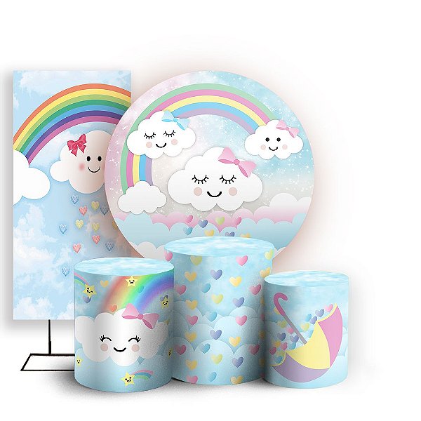 KIT Redondo Trio e Faixa - Chuva de Amor - Sublimado 3D