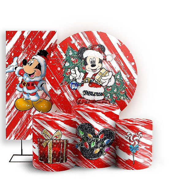 KIT Redondo Trio e Faixa - Mickey Natal - Sublimado 3D