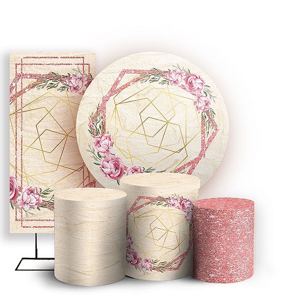 KIT Redondo Trio e Faixa - Arabesco Floral - Sublimado 3D